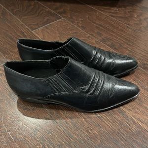 Precis Western Black Leather Pointed Toe Cowboy Ankle Boots Shoe Size 9.5 M